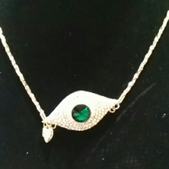 Besty Johnson green evil eye necklace rhinestones last one - Picture 2 of 4
